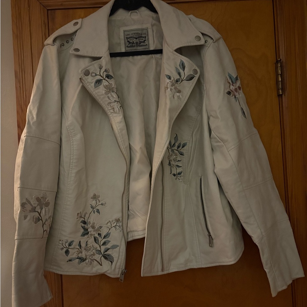 Levi's Cream Leather Like Jacket Structured Semi-Formal *NWOT*